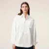 White Cotton Sharp Collar Ami De Coeur Wide Shirt