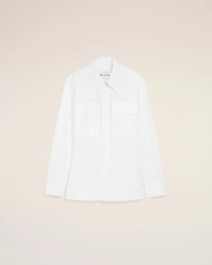 White Cotton Sharp Collar Fitted Shirt White Cotton Sharp Collar Fitted Shirt