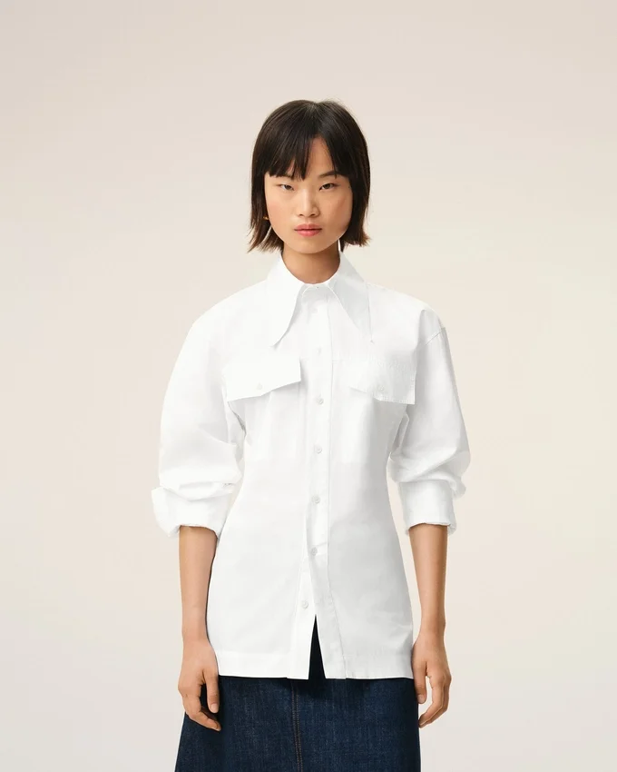 White Cotton Sharp Collar Fitted Shirt White Cotton Sharp Collar Fitted Shirt