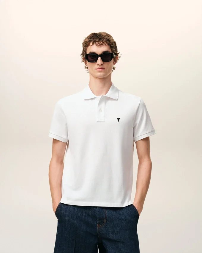 White Cotton Short Sleeves Ami De Coeur Polo Shirt White Cotton Short Sleeves Ami De Coeur Polo Shirt