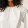White Cotton Short Sleeves Fitted Top