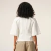 White Cotton Short Sleeves Fitted Top