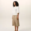 White Cotton Short Sleeves Fitted Top