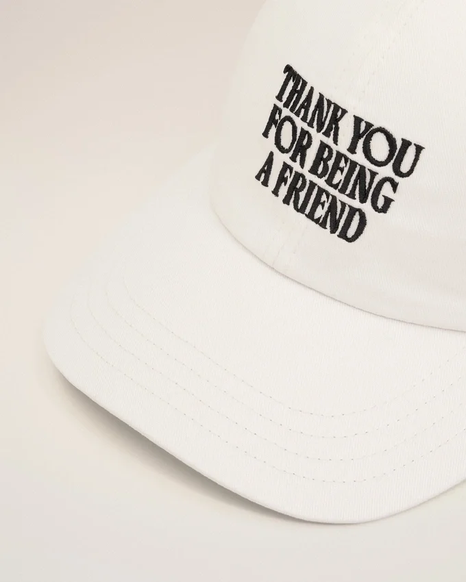 White Cotton Thank You for Being a Friend Embroidery Cap White Cotton Thank You for Being a Friend Embroidery Cap