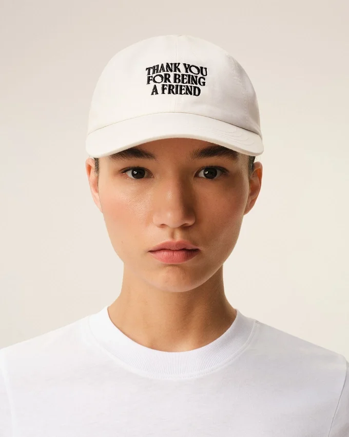 White Cotton Thank You for Being a Friend Embroidery Cap White Cotton Thank You for Being a Friend Embroidery Cap