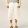 White Cotton Wide Fit Shorts