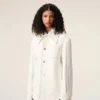 White Cotton Worker Buttoned Jacket White Cotton Worker Buttoned Jacket