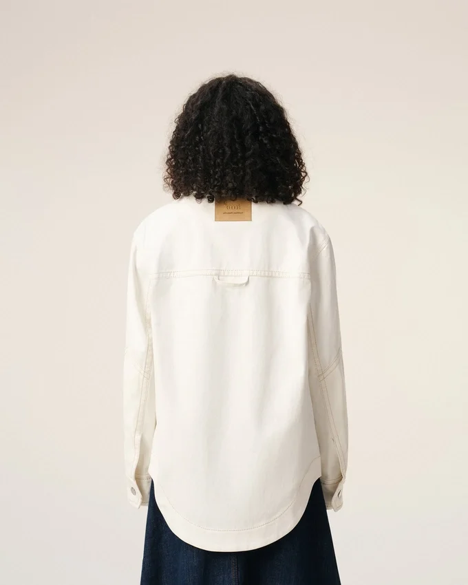 White Cotton Worker Buttoned Jacket White Cotton Worker Buttoned Jacket