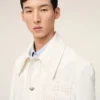 White Cotton Worker Buttoned Jacket White Cotton Worker Buttoned Jacket