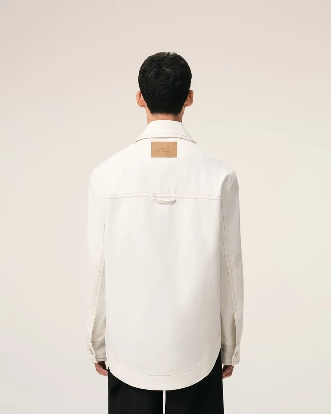 White Cotton Worker Buttoned Jacket White Cotton Worker Buttoned Jacket