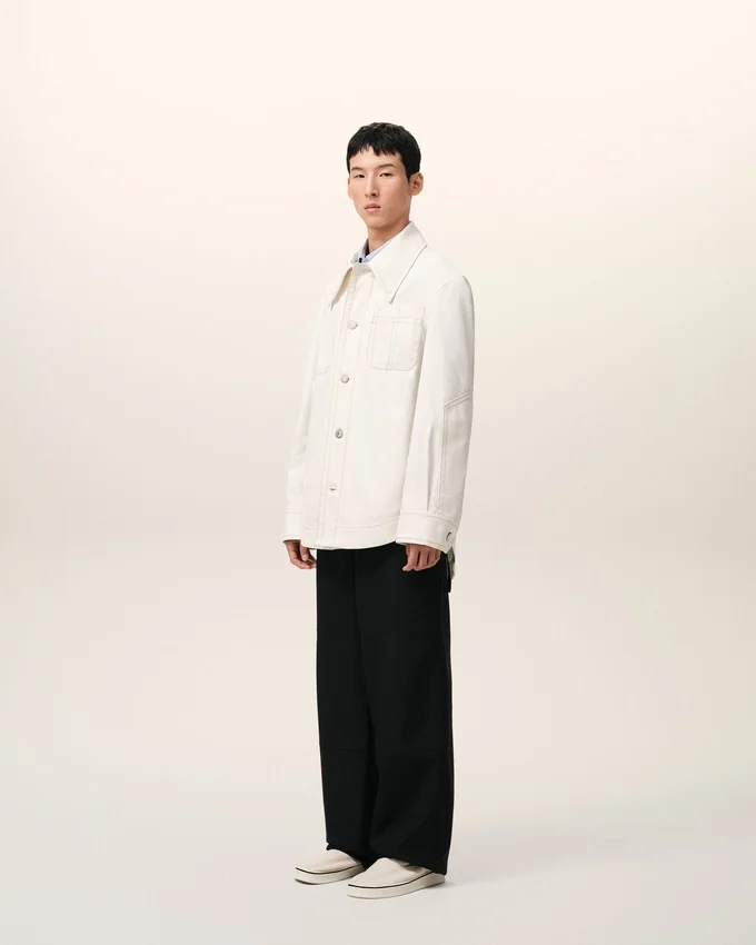 White Cotton Worker Buttoned Jacket White Cotton Worker Buttoned Jacket