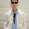 White Cotton Worker Buttoned Jacket White Cotton Worker Buttoned Jacket