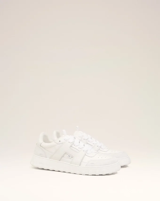White Cowhide Leather a Walk Sneakers White Cowhide Leather a Walk Sneakers