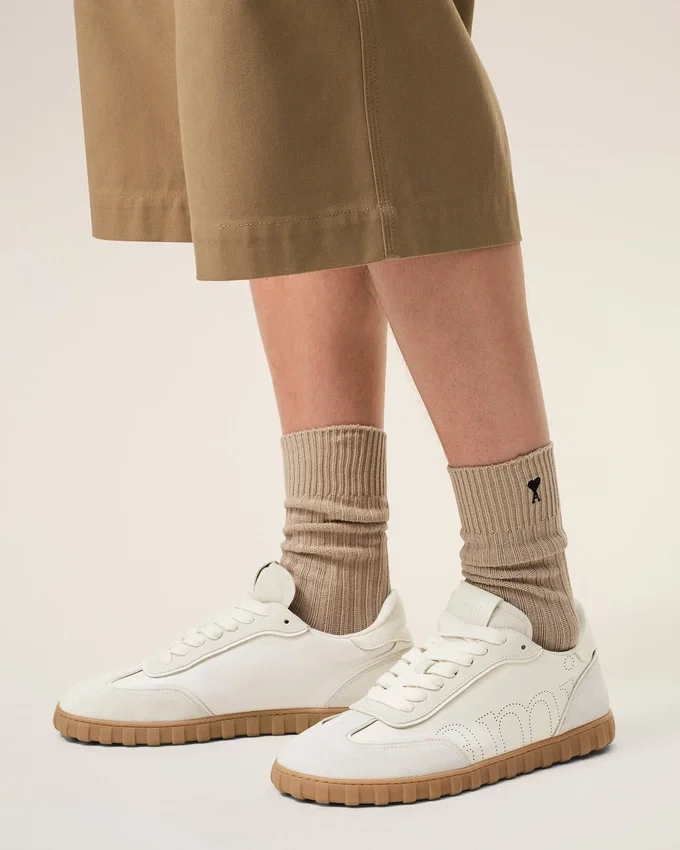 White Cowhide Leather Step Sneakers White Cowhide Leather Step Sneakers