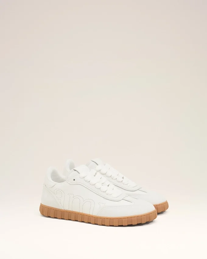 White Cowhide Leather Step Sneakers White Cowhide Leather Step Sneakers