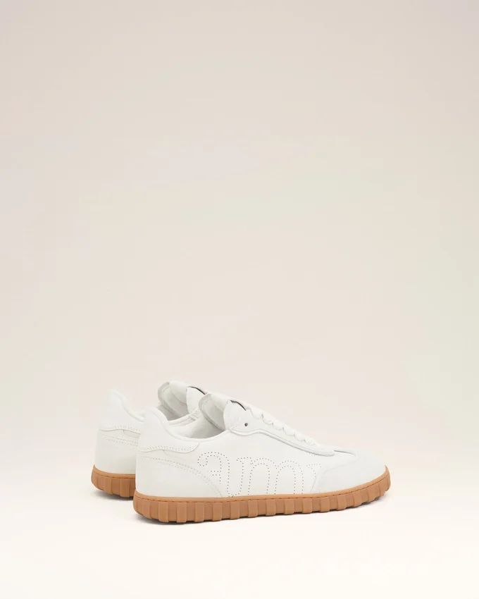 White Cowhide Leather Step Sneakers White Cowhide Leather Step Sneakers