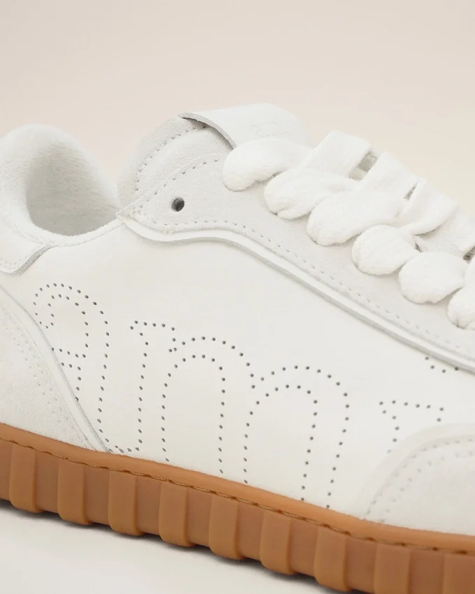 White Cowhide Leather Step Sneakers White Cowhide Leather Step Sneakers
