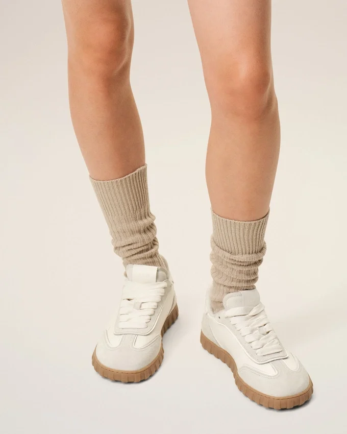 White Cowhide Leather Step Sneakers White Cowhide Leather Step Sneakers