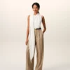 White Jersey Sleeveless Lavalliere Top