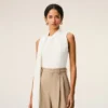 White Jersey Sleeveless Lavalliere Top