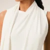 White Jersey Sleeveless Lavalliere Top