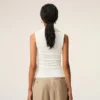 White Jersey Sleeveless Lavalliere Top