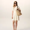 White Knit Mini Godet Dress