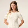 White Knit Mini Godet Dress