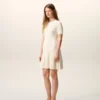 White Knit Mini Godet Dress