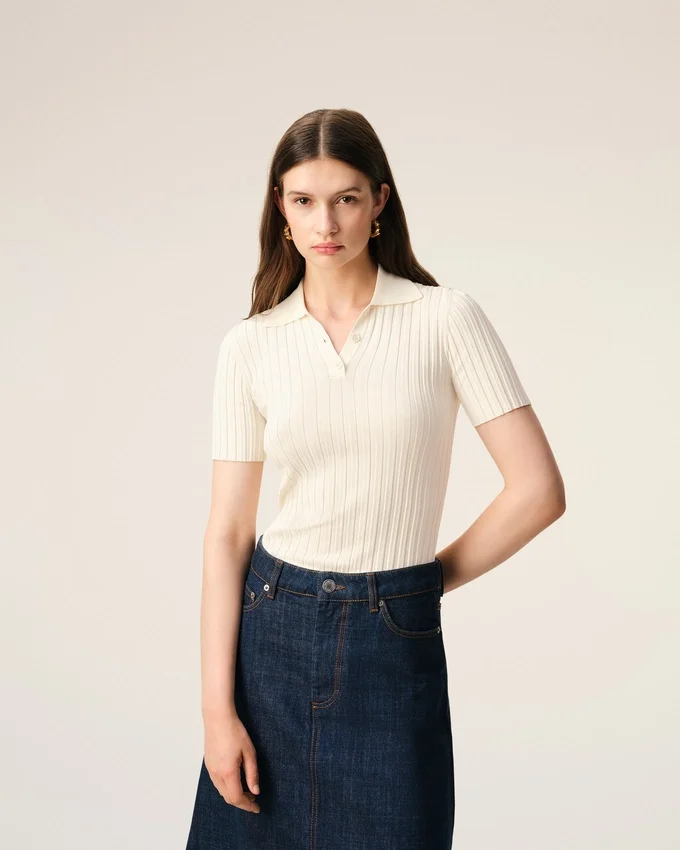 White Knit Short Sleeves Polo White Knit Short Sleeves Polo