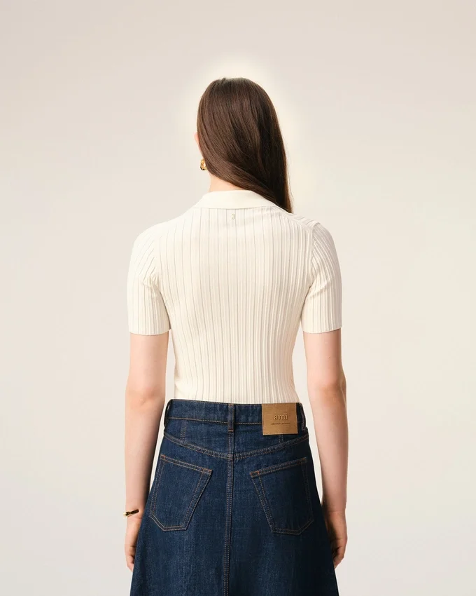 White Knit Short Sleeves Polo White Knit Short Sleeves Polo