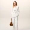 White Linen Double Breasted Jacket