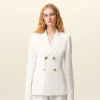 White Linen Double Breasted Jacket