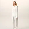 White Linen Double Breasted Jacket