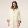 White New Wool Straight Simple Breasted Coat White New Wool Straight Simple Breasted Coat