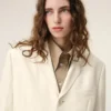 White New Wool Straight Simple Breasted Coat White New Wool Straight Simple Breasted Coat