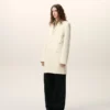 White New Wool Straight Simple Breasted Coat White New Wool Straight Simple Breasted Coat