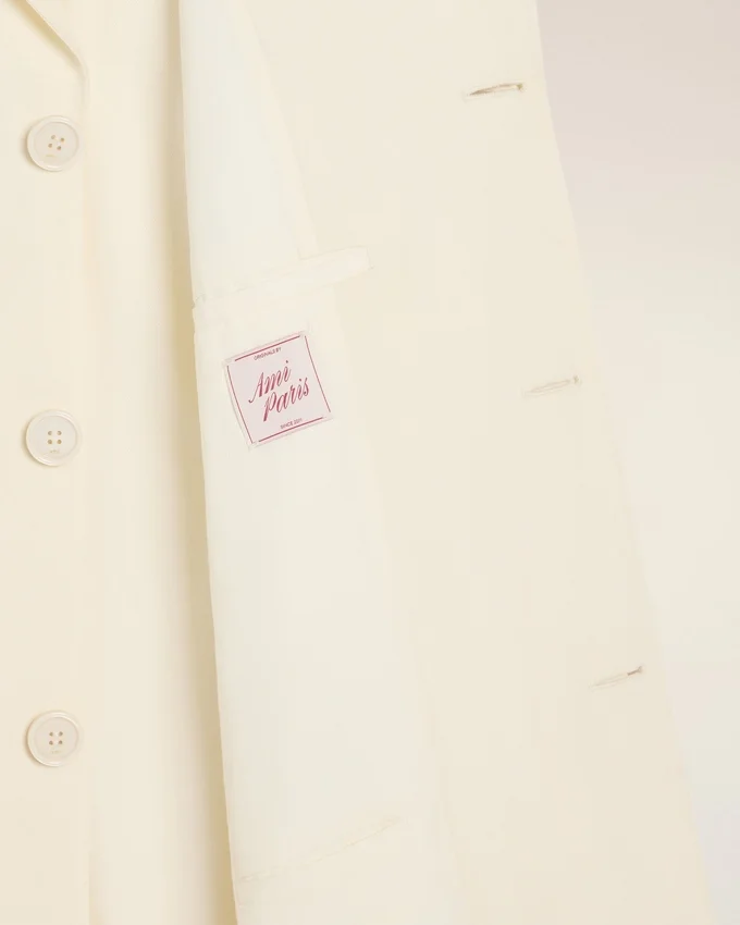 White New Wool Straight Simple Breasted Coat White New Wool Straight Simple Breasted Coat