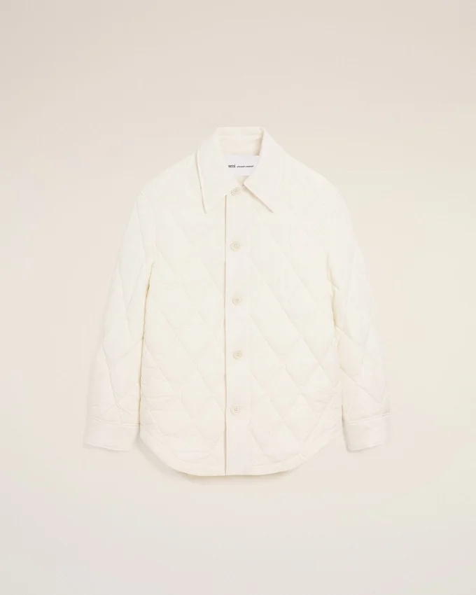White Nylon Padded Buttoned Jacket White Nylon Padded Buttoned Jacket