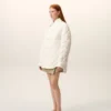 White Nylon Padded Buttoned Jacket White Nylon Padded Buttoned Jacket