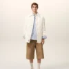 White Nylon Padded Buttoned Jacket White Nylon Padded Buttoned Jacket