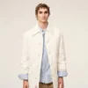 White Nylon Padded Buttoned Jacket White Nylon Padded Buttoned Jacket