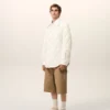 White Nylon Padded Buttoned Jacket White Nylon Padded Buttoned Jacket