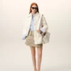 White Nylon Padded Buttoned Jacket White Nylon Padded Buttoned Jacket