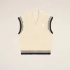 White Ribbed Wool Sleeveless Ami De Coeur Sweater White Ribbed Wool Sleeveless Ami De Coeur Sweater