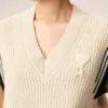 White Ribbed Wool Sleeveless Ami De Coeur Sweater White Ribbed Wool Sleeveless Ami De Coeur Sweater