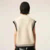 White Ribbed Wool Sleeveless Ami De Coeur Sweater White Ribbed Wool Sleeveless Ami De Coeur Sweater
