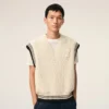 White Ribbed Wool Sleeveless Ami De Coeur Sweater White Ribbed Wool Sleeveless Ami De Coeur Sweater
