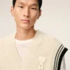 White Ribbed Wool Sleeveless Ami De Coeur Sweater White Ribbed Wool Sleeveless Ami De Coeur Sweater