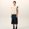 White Ribbed Wool Sleeveless Ami De Coeur Sweater White Ribbed Wool Sleeveless Ami De Coeur Sweater